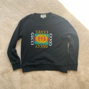 Black Distressed Gucci Logo Sweatshirt